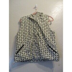 Oleg Cassini Sport Womens Sz L Fleece Lined Hooded Packable Vest White